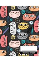 Graph Paper Notebook: Cute Cover Cats face smile Journal Grid 120 page /60 Sheet 1/4 Inch Grid extra large 8.5 x 11 soft cover Notebook, Work or Travel Use for School wom