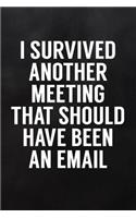 I Survived Another Meeting That Should Have Been an Email: Funny Notebooks for Adults Blank Lined Journal to Write in for Work or Office