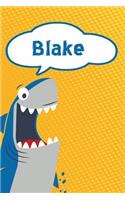 Blake: Personalized Shark Handwriting Practice Paper for Kids Notebook 120 Pages 6x9