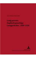 «Long Poems» Englischsprachige Langgedichte, 1920-1939