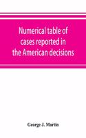 Numerical table of cases reported in the American decisions, American reports, and American state reports
