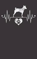 Basenji Notebook: Basenji Dog Vintage Heartbeat ECG Love Paw Heart 6x9 Dot Grid Dotted 120 Pages for School College