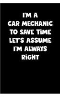 Car Mechanic Notebook - Car Mechanic Diary - Car Mechanic Journal - Funny Gift for Car Mechanic: Medium College-Ruled Journey Diary, 110 page, Lined, 6x9 (15.2 x 22.9 cm)