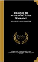 Erklärung der wissenschaftlichen Käfernamen: Aus Reitter's Fauna Germanica