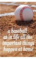 A baseball as in life all the important things happen at home