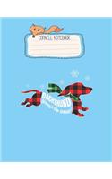 Cornell Notebook: Dachshund Through The Snow Doxie Dog Plaid Christmas Gift Pretty Cornell Notes Notebook for Work Marble Size College Rule Lined for Student Journal 