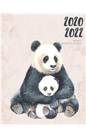 2020-2022 Three 3 Year Planner Watercolor Panda Bear Cub Monthly Calendar Gratitude Agenda Schedule Organizer