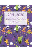 2019 - 2020 Academic Planner July to June: Purple Halloween Cactus Theme for Academic Year from July 2019 to June 2020 - Includes Popular Holidays - Cacti Spiders Pumpkins Ghosts Witches Cove