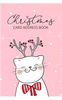 Christmas Card Address Book: Kitty Cat 6 Year Holiday Greeting Card Organizer Planner Notebook