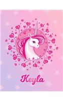 Keyla: Unicorn Large Blank Primary Sketchbook Paper - Pink Purple Magical Horse Personalized Letter K Initial Custom First Name Cover - Drawing Sketch Book