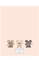 sketchbook: Cute rats on pink cover (8.5 x 11) inches 110 pages, Blank Unlined Paper for Sketching, Drawing, Whiting, Journaling & Doodling(4 Cute Rats on Pink Sketchbook)
