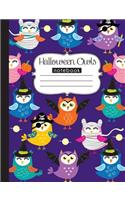 Halloween Owls Notebook: 120 page, writing notebook for school, wide ruled, art by Anna Nadler(1 Anna's Notebooks)