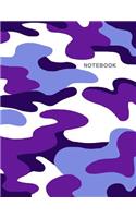 Notebook: Composition Book, Journal (8.5 X 11 Inches, 120 Pages, Lined Paper) Camouflage Design-Purple
