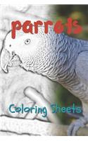 Parrot Coloring Sheets: 30 Parrot Drawings, Coloring Sheets Adults Relaxation, Coloring Book for Kids, for Girls, Volume 9