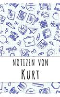 Notizen von Kurt: Kariertes Notizbuch mit 5x5 Karomuster für deinen personalisierten Vornamen