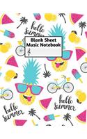 Blank Sheet Music Notebook: Easy Blank Staff Manuscript Book Large 8.5 X 11 Inches Musician Paper Wide 12 Staves Per Page for Piano, Flute, Violin, Guitar, Trumpet, Drums, Cell