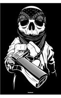 Notebook: Gangster Skull Journal Man hands over a Gun Composition Book Tattoo Design Gift