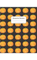 Composition Notebook: Orange Halloween Pumpkin - Black Cover