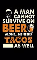 A Man Cannot Survive On Beer Alone He Needs Tacos As Well: Personal Planner 24 month 100 page 6 x 9 Dated Calendar Notebook For 2020-2021 Academic Year