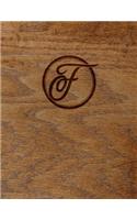 Wood Burned Monogram Creative Journal - F: (8.5 X 11 Lined) Blank Notebook College Ruled