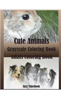Cute Animals Grayscale Coloring Book