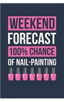 Nail Painting Notebook 'Weekend Forecast 100% Chance of Nail Painting' - Funny Gift for Nail Manicurist - Nail Painting Journal