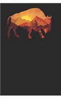Buffalo Mountains Silhouette: Buffalos Notebook, Blank Lined (6 X 9 - 120 Pages) Animal Themed Notebook for Daily Journal, Diary, and Gift