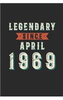 Legendary Since April 1969: Graph Paper Notebook (6 x 9 - 120 pages) Birthday Years Themed Notebook for Daily Journal, Diary, and Gift