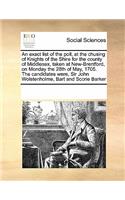 An Exact List of the Poll, at the Chusing of Knights of the Shire for the County of Middlesex, Taken at New-Brentford, on Monday the 28th of May, 1705. the Candidates Were, Sir John Wolstenholme, Bart and Scorie Barker