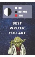 Medium College-Ruled Notebook, 120-page, Lined - Best Gift For Writer - Funny Yoda Quote - Present For Author or Wordsmith: Star Wars Motivational Themed Journal For High School Notes, College Student Work, University Job, Writing Essays or Compositions