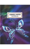 Cornell Notes Notebook: Beautiful blue butterfly Cornell Note Paper Notebook. Cute Girly Large College Ruled Medium Lined Journal Note Taking System for School and Universi