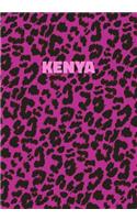 Kenya: Personalized Pink Leopard Print Notebook (Animal Skin Pattern). College Ruled (Lined) Journal for Notes, Diary, Journaling. Wild Cat Theme Design wi