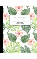Graph Paper Notebook: Blank Math Composition Book Quad Ruled 4 X 4 (.25) with Half College Ruled Pages Tropical Jungle