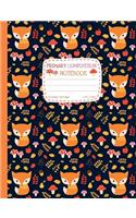 Primary Composition Notebook: Cute Fox Draw and Write Journal Half Ruled Half Blank - Picture Space for Drawing and Primary Ruled Lines for Creative Story Writing 50 sheets/100 p