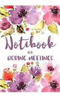 Notebook for Boring Meetings: Medium-Ruled (College-Ruled) Notebook with Sudoku Puzzles to Keep You Amused During Boring Meetings! - Floral Cover