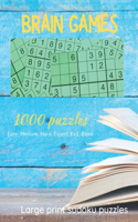 Brain Games - Large Print Sudoku: 1000 Puzzles, Easy, Medium, Hard, Expert, Evil, Bank