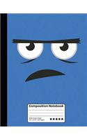 Grumpy Blue Emoticon Composition Notebook