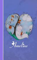 Ameline: Cahier Personnalisé - Fox Avec Coeur - Couverture Souple - 120 Pages - Vide - Notebook - Journal Intime - Scrapbook - Idée Cadeau