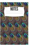 Notes: Cute Peacock Composition Notebook/Journal for Adult/Children Animal Lovers to Writing (6x9 Inch.) College Ruled Lined Paper 120 Blank Pages (BLUE&BR