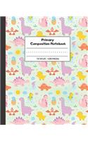 Primary Composition Notebook: Dotted Midline and Picture Space - Gades K - 2 - Perfect size for your School Bag - Story Paper Journal - Exercise Book - Pretty Baby Dinosaur Desig