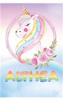 Althea: Althea's Unicorn Personal Custom Named Diary Planner Perpetual Calander Notebook Journal 6x9 Personalized Customized Gift For Someone Who's Surname 