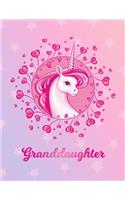 Granddaughter: Granddaughter Unicorn Horse Large Blank Pre-K Primary Draw & Write Storybook Paper - Personalized Letter G Initial Custom First Name Cover - Story B