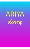 Ariya: Journal Diary - Personalized First Name Personal Writing - Letter A Blue Purple Pink Gold Effect Cover - Daily Diaries for Journalists & Writers - J