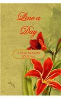 Line a Day: 5 Year Memory Journal; 378 Pages; 6x9 Lined and Dated Book, Paperback; Orange Lily