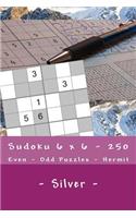 Sudoku 6 X 6 - 250 Even - Odd Puzzles - Hermit - Silver