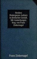 Herders Shakespeare-Aufsatz in dreifacher Gestalt. Mit Anmerkungen hrsg. von Franz Zinkernagel