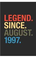 Legend August 1997: Blank Lined Notebook / Journal (6 X 9) - August Birthday Gift and August Anniversary Gift