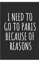I Need To Go To Paris Because Of Reasons: Blank Lined Notebook