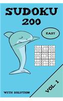 Sudoku 200 Easy With Solution Vol. 1: Puzzle puzzle booklet, 9x9, 2 puzzles per page