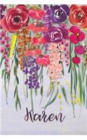 Karen: Personalized Lined Journal - Colorful Floral Waterfall (Customized Name Gifts)